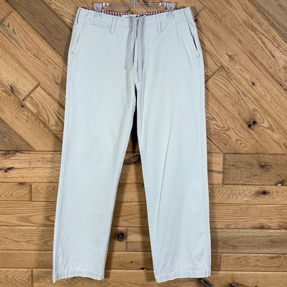 Vintage Plugg Mens Khaki Pants Size 33x32 Distressed Casual Cotton Beige